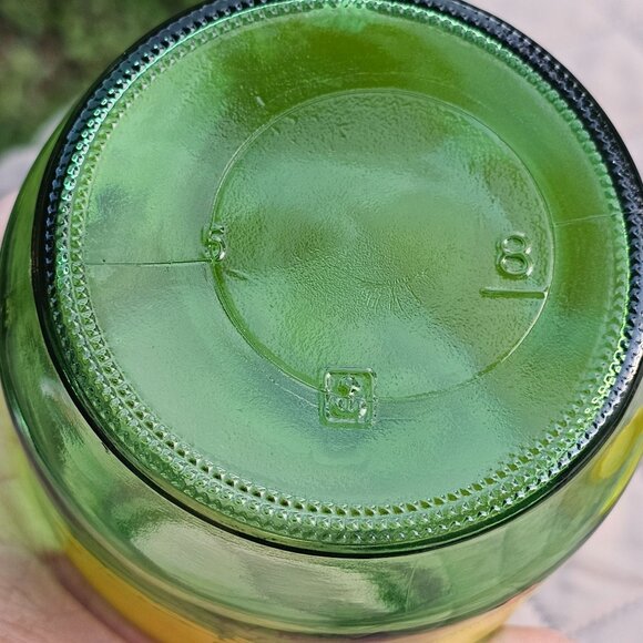 Vintage Anchor Hocking Green Yellow Lemons Lemonade Juice Jar Glass Container - Picture 5 of 9